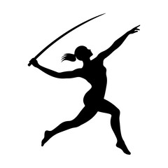Fototapeta na wymiar Female Javelin throw athlete vector silhouette black color 5