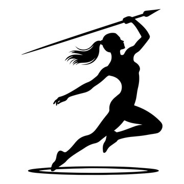 Female Javelin throw  athlete vector silhouette black color 4