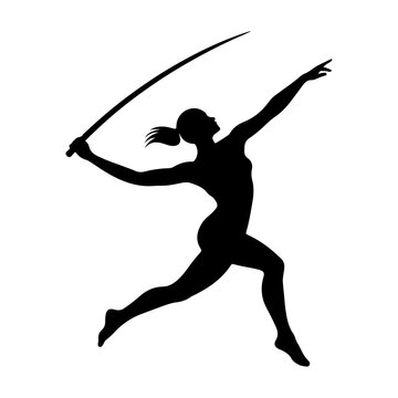 Female Javelin throw  athlete vector silhouette black color 5