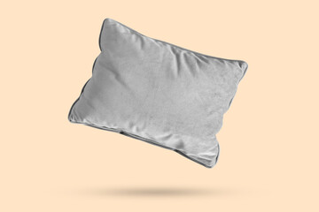 Gray pillow Isolated on brown background