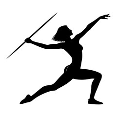 Female Javelin throw  athlete vector silhouette black color 13