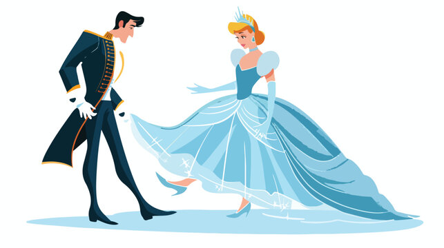 Cinderella wear the glass slipper by prince flat