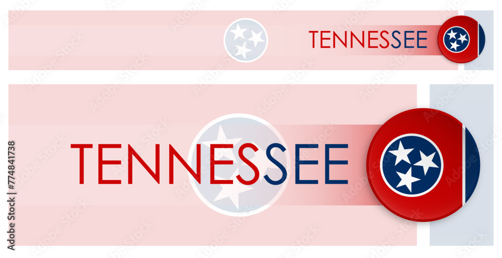 Wall mural tennessee us state horizontal web banner in modern neomorphism style. webpage tennessee election hea