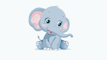 Cute baby elephant sitting flat vector isolated
