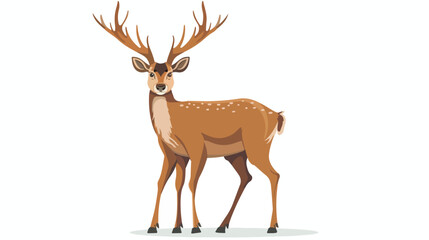 Deer isolated on white background flat vector
