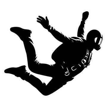 recommend clip art: minimalist  Skydiver man extreme sport freedom vector black color silhouette 6