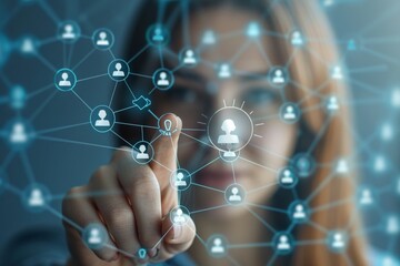 Obraz premium A person connects with others digitally, a web of communication.