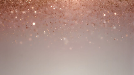 Fototapeta premium Golden pink sparkles on pink background. Light pink minimalistic festive glamorous background with scattered metal glitter in delicate pastel colors.