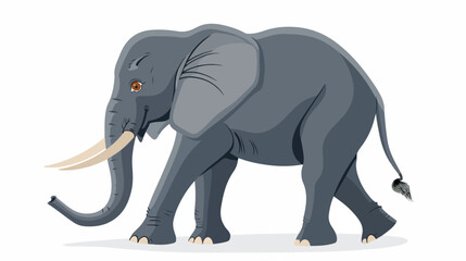 Elephant isolated on white background flat 