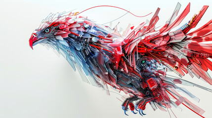 flying eagle made with red & blue colored wires concept
