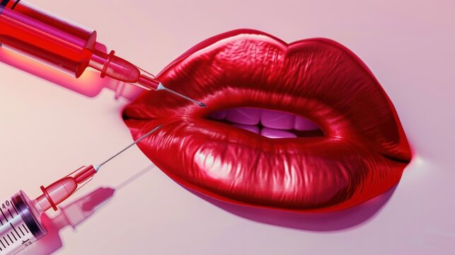 Lip augmentation with beauty injections. Generative AI