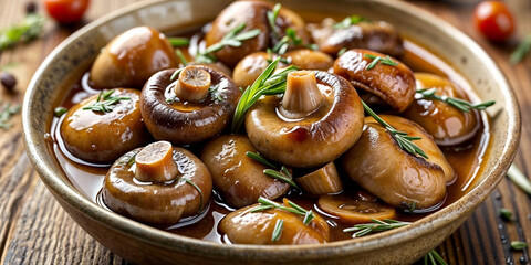 Fototapeta premium dishes with mushrooms, champignons