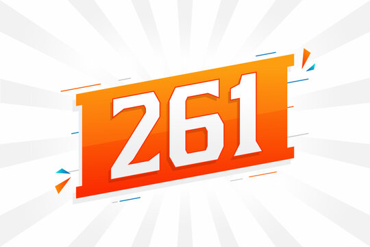 261 number vector font alphabet. Number 261 with decorative element stock vector