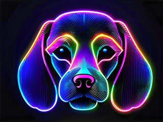 Neon Glow: Radiant Dog Portrait(Generative AI)
