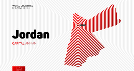 Abstract map of Jordan with red hexagon lines