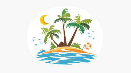 Fototapeta na wymiar Beach logo vector template symbol flat vector 