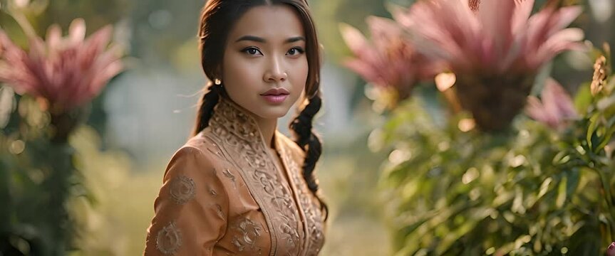 Indonesian women wear traditional dresses. kebaya gown