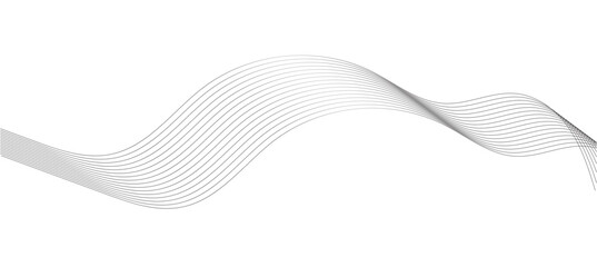Fototapeta premium Grey Wave lines, frequency wave, twisted curve lines with blend effect. Technology, data science, geometric border. Isolated on white background. Vector illustration in eps 10.