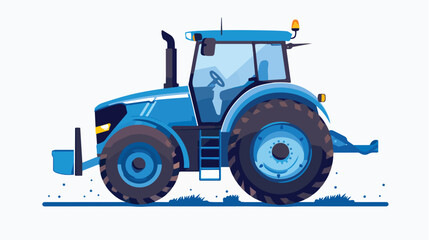 Blue tractor icon flat vector isolated on white background