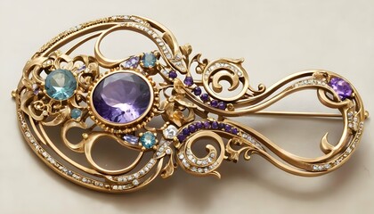 Intricate-Art-Nouveau-Inspired-Brooch-Adorned-Wit- 2