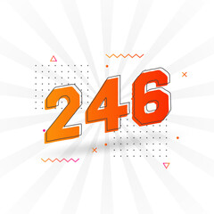 246 number vector font alphabet. Number 246 with decorative element stock vector