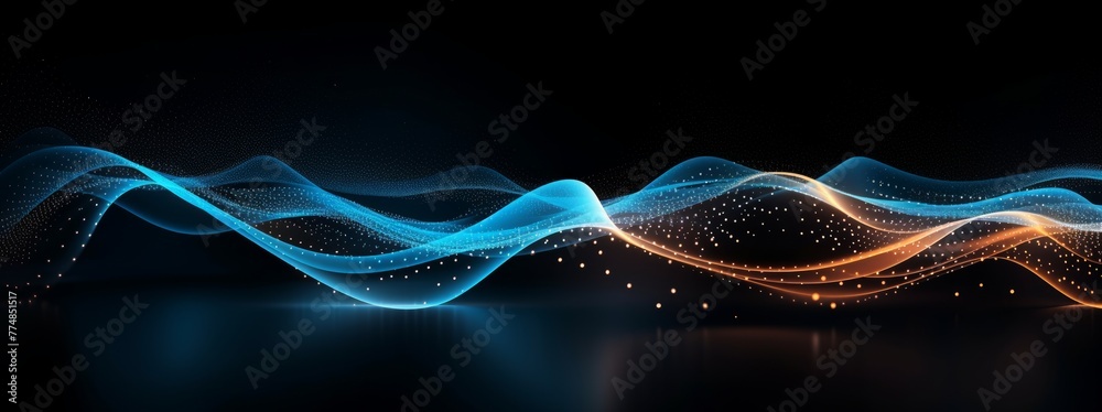 Poster digital graphic abstract background for technological processes, neural networks, digital data stora