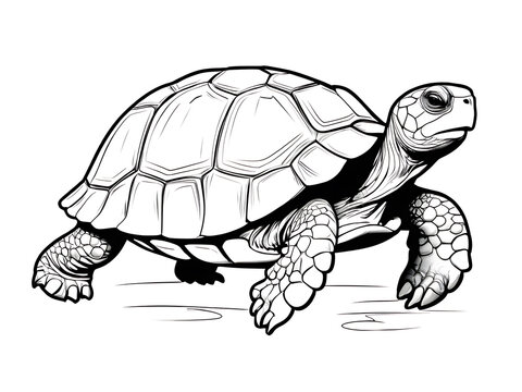 black and white turtle walking on white clip art preview