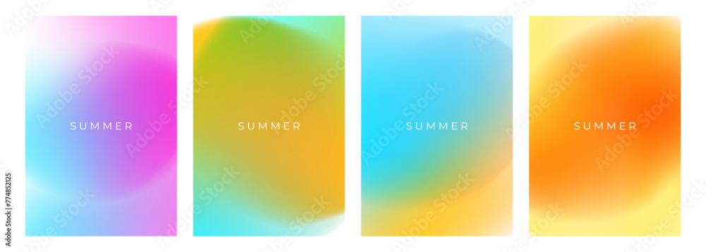 Poster summertime colors. blurred backgrounds with soft color gradient for summer season creative graphic d