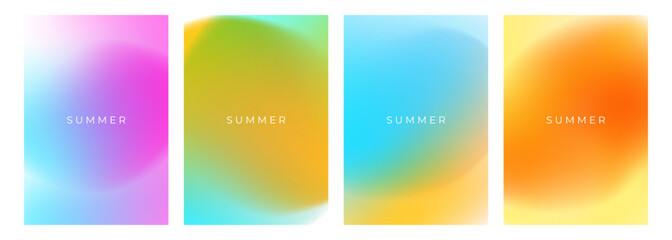 Summertime colors. Blurred backgrounds with soft color gradient for Summer season creative graphic design. Vector illustration.