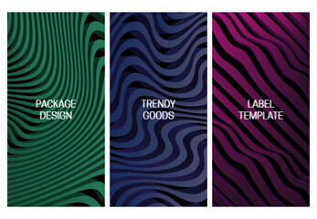 Set of vertical abstract volumetric backgrounds in hi-tech style. Good for packaging design.