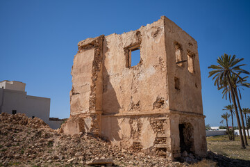 Abandoned buildings (houch) on the island of Djerba - southern Tunisia