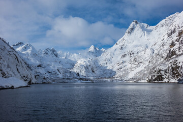 Fototapeta na wymiar Trollfjord in winter, Lofoten, Norway
