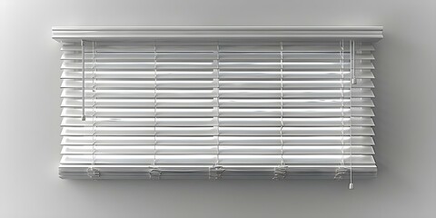 White plastic venetian blinds creating a seamless look in a home or office setting. Concept Home decor, Office design, Interior aesthetics, Window treatments