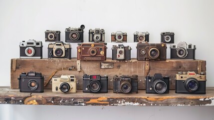 Vintage photo cameras arrangement
