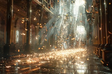 A digital art installation illustrating the velocity of light.