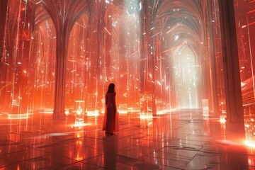 A digital art installation illustrating the velocity of light.