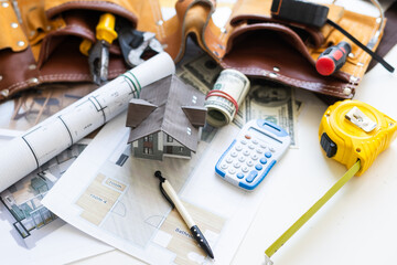 usa real estate concept: house against american flag