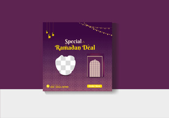  trendy colorful social media instagram square post islamic ramadan template set for product sale promotion
