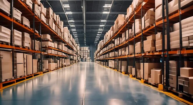 This video showcases a vast warehouse brimming with shelves holding various items. Workers are seen moving around, organizing products, and fulfilling orders in this bustling industrial space