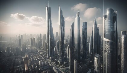 Futuristic-Sleek-Cityscape-With-Towering-Skyscrap-