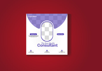 Medical health  social media post design template layout.