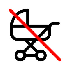 No baby stroller line icon. Vector graphics