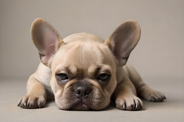 A French bulldog puppy lying on the floor. - Powered by Adobe