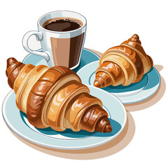 Breakfast with Coffee and Croissants | Boulangerie, Patisserie, Confiserie