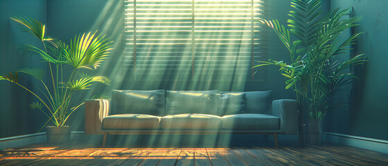 Bright Sunlight Through Windows, Creating a Warm and Inviting Space, Perfect for Cozy Interiors