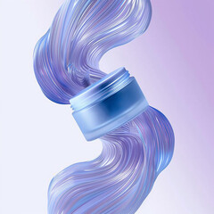 3D jar: Blue & purple cream swirls.