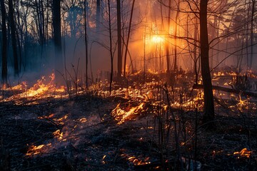Fototapeta premium Forest Engulfed in Fire