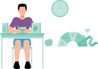 The boy is eating healthy food.