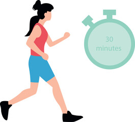 The girl runs for 30 minutes.