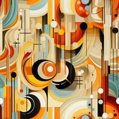 Seamless abstract decor with shapes and waves texture background - 774863570